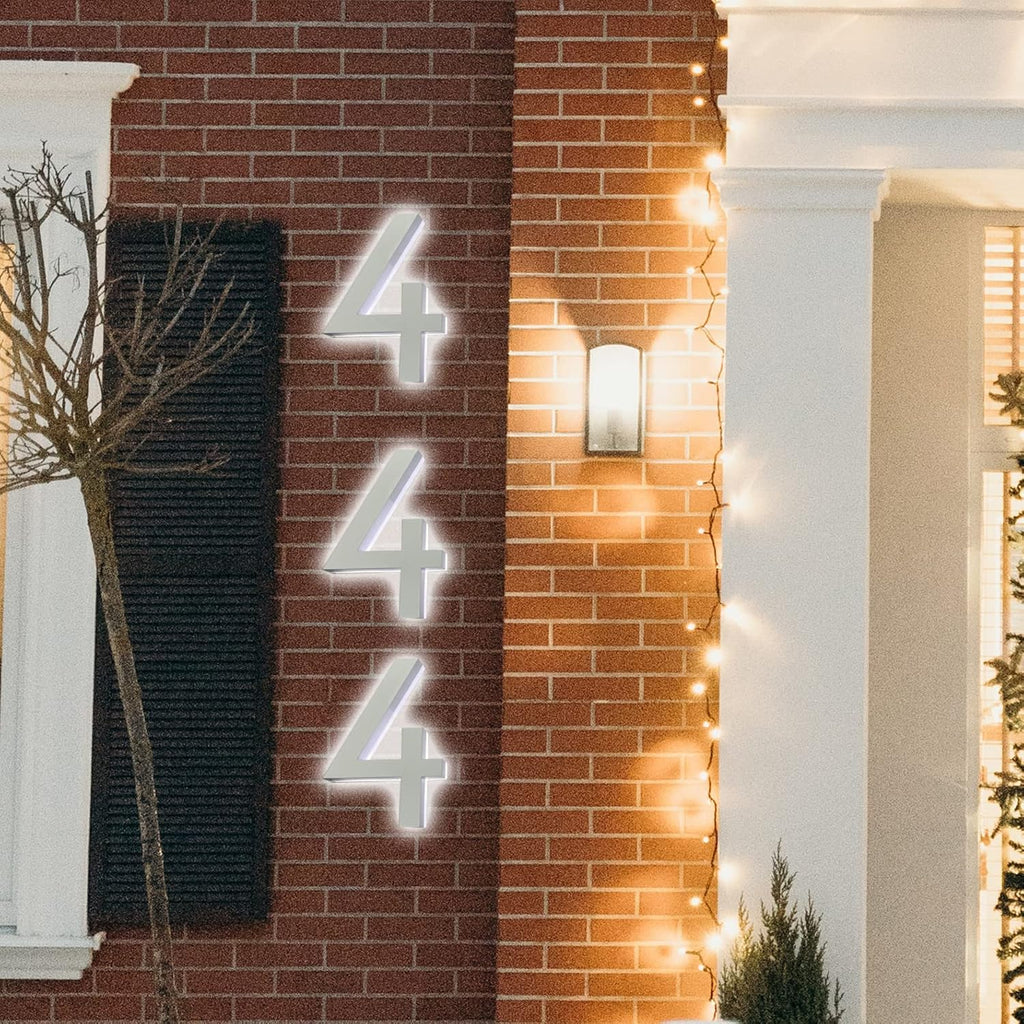 16' Backlit Illuminated LED Home Address Numbers, Stainless Steel Hand-Polished For House Address Signs, Modern Large Lighted House Numbers For Outside,M