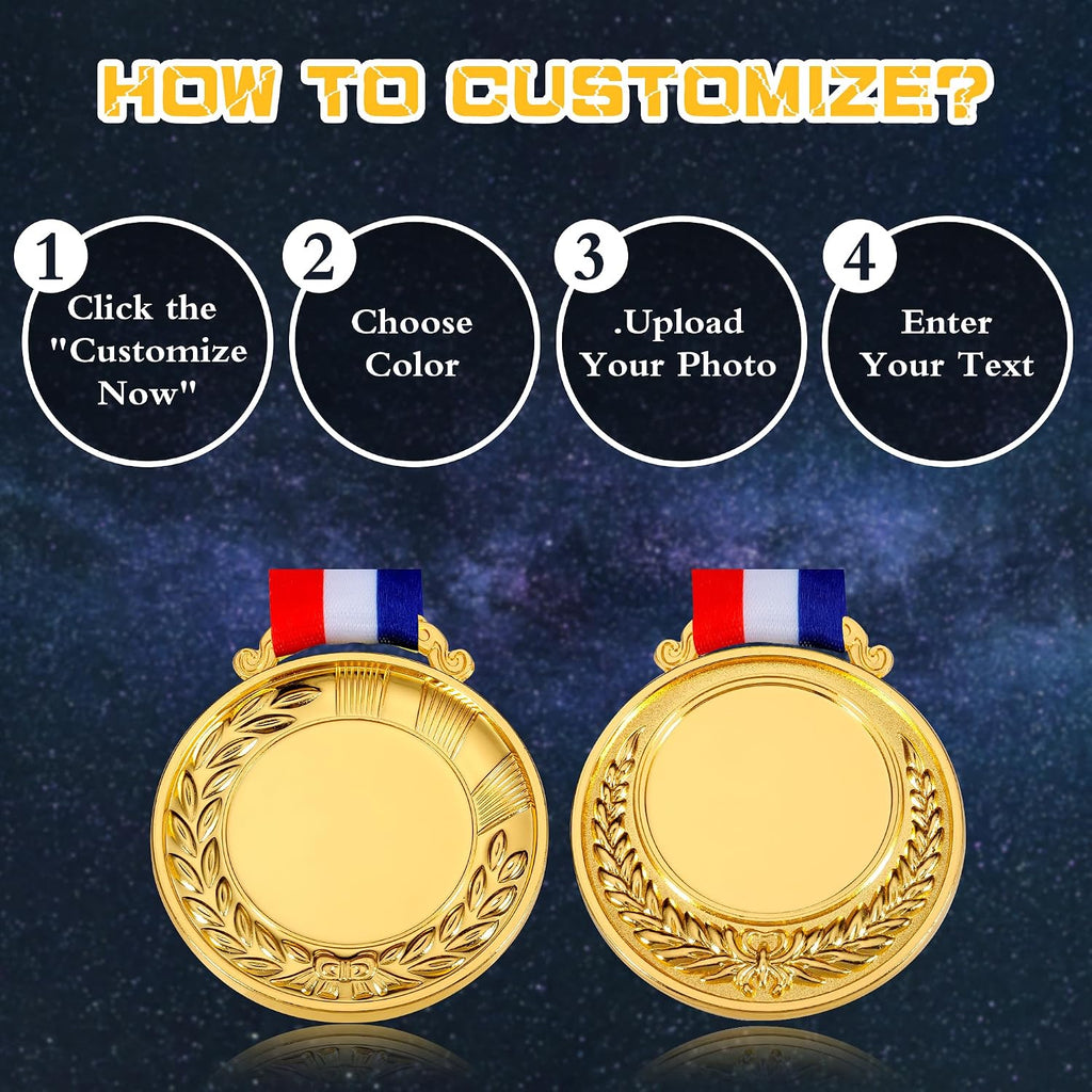 10PCS Custom Medals for Awards, Bulk Personalized Medals Design Your Own Award Medals, Wholesale Customized Family Outdoor Events School Awards for Sports Marathon Competitions Office Medals