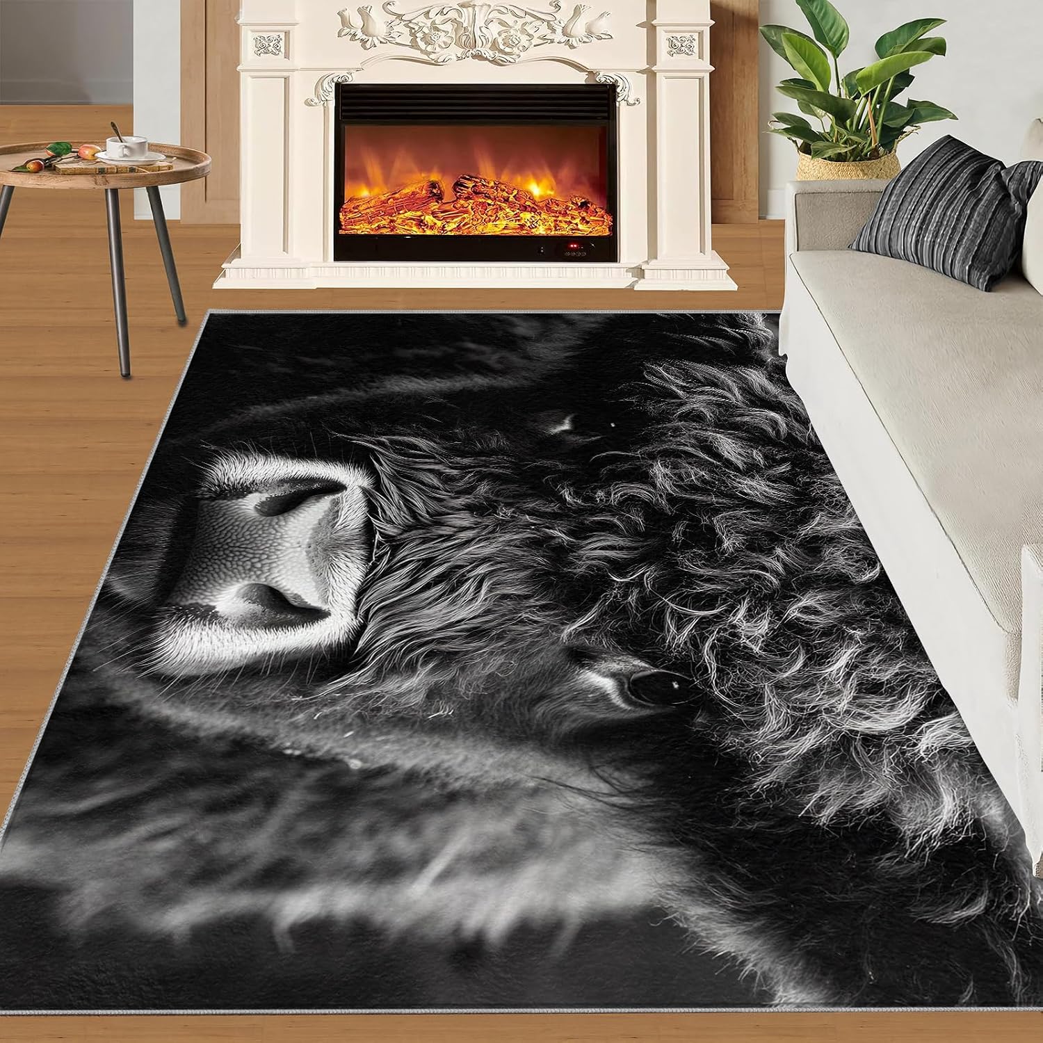 Highland Cow Rug Large - 6x8 Rug, Western Area Rugs for Living Room, Animal Rugs for Bedroom, Farmhouse Non-Slip Mat, Highland Cow Home Decor & Gifts