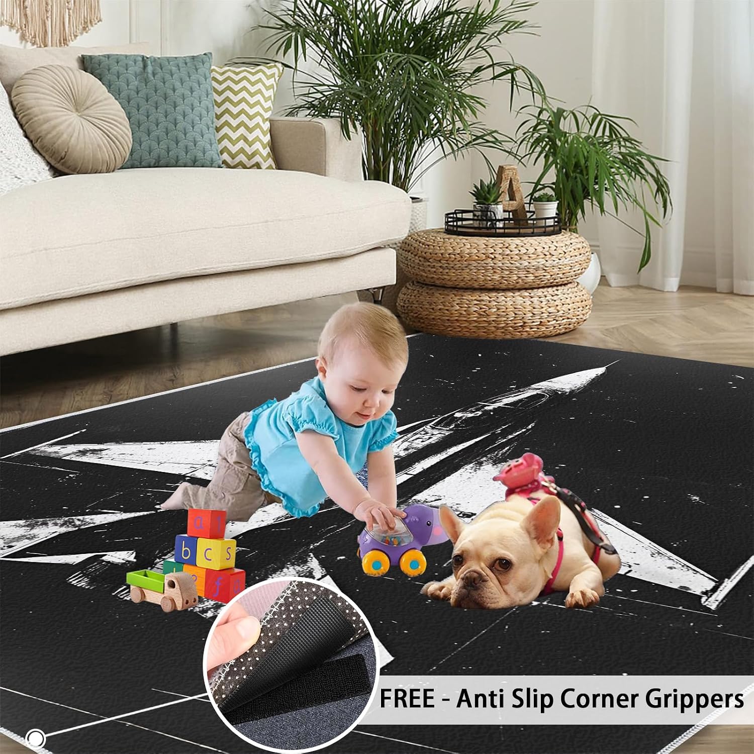 Airplane Rug 6x8-6x8 Rug, Vintage Area Rugs for Bedroom, Black and White Rugs for Living Room, Boys Washable Carpet, Airplane Home Decor & Gifts