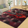 Guitar Rug 5x6 Gothic Guitar Rugs for Living Room, Red Rug, Non Slip & Washable Rugs for Bedroom, Carpet & Home Decor