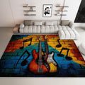 Area Rug 5x8 ft Colorful Guitar Notes Washable Rugs, Soft Non-Slip Faux Wool Rug for Living Room, Bedroom, Farmhouse, Dining Room, Office, Home Decor Carpet