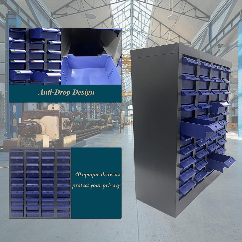 Parts Cabinet Screw Hardware Spare Parts Storage Organizer with 40 Small Drawers 7.8 * 3.9 * 1.9 inch for Bolts Nuts Legos Beads Samples Metals Documents Garages Factories Offices