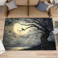 Crow Rug 6x8, Moon Rugs for Bedroom, Gothic Art Area Rug, Non Slip Washable Rugs for Living Room Farmhouse, Indoor Low Pile Decor Carpet
