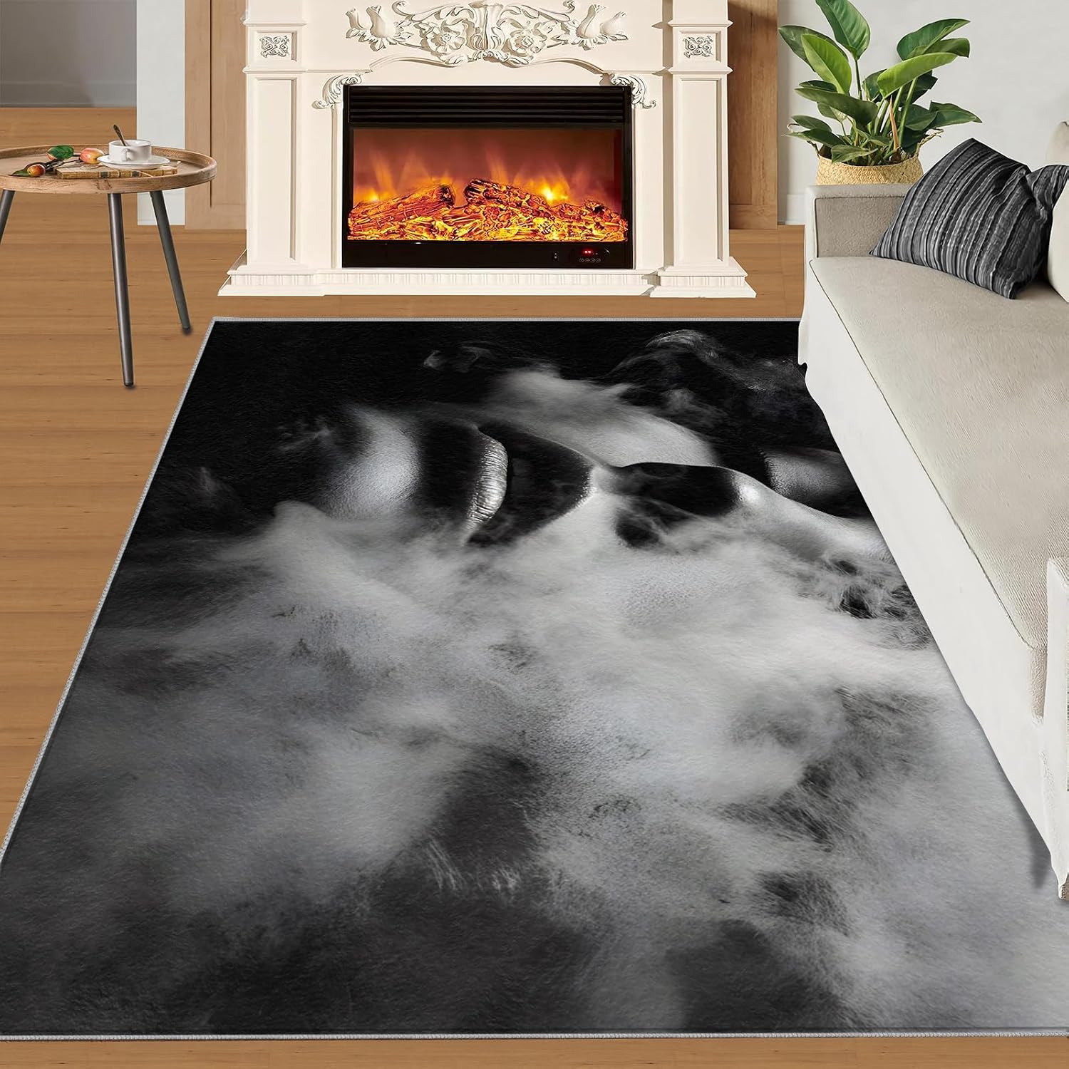 6x8 Human Face Area Rug - Abstract Large Rugs for Living Room, Mysterious Carpet Area Rug for Girls Bedroom Kids Room Basement Office Classroom