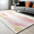 Elegant Blush Marble Washable Modern Area Rug - 6 x 8 ft Rugs for Living Room, Bedroom, Machine Washable Rug Soft Non Slip Non Shedding Area Rug - Multicolor, 6 x 8 ft