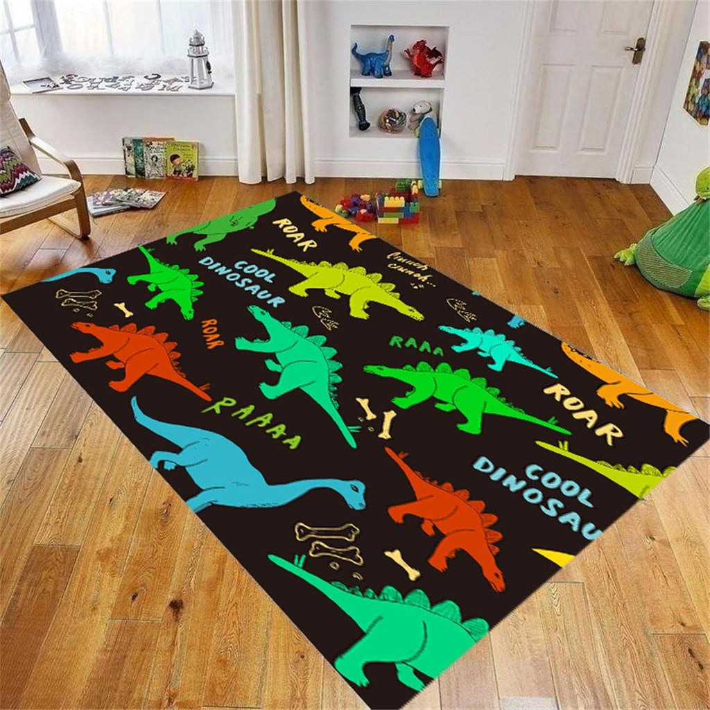 Colorful Dinosaur Kids Rug, 6x8ft - Perfect for Bedroom, Playroom, Living Room Decor