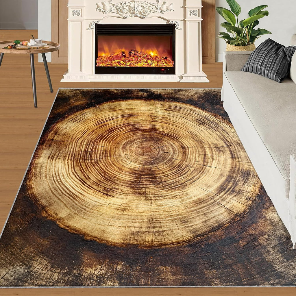 Wood Grain Rug 6x8-6x8 Rug, Vintage Area Rugs for Living Room, Rustic Rugs for Bedroom, Farmhouse Non-Slip Mat, Wood Grain Home Decor & Gifts