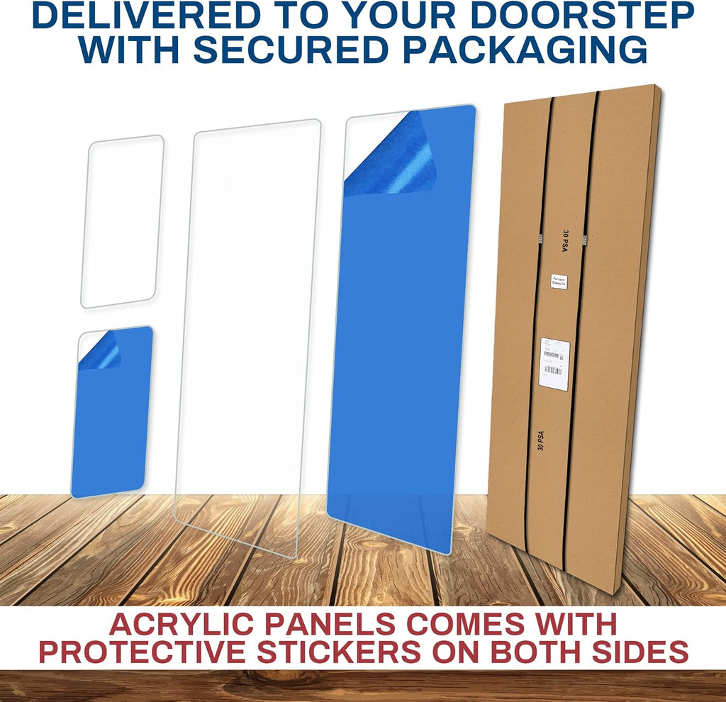PENNZONI Drum Shield 6ft w/Deflectors & Chrome Hinges, Comes w/ 3 Drum Panels, 3 Deflectors, Chrome Hinges & Deflector Connectors, Premium Clear Acrylic Panels