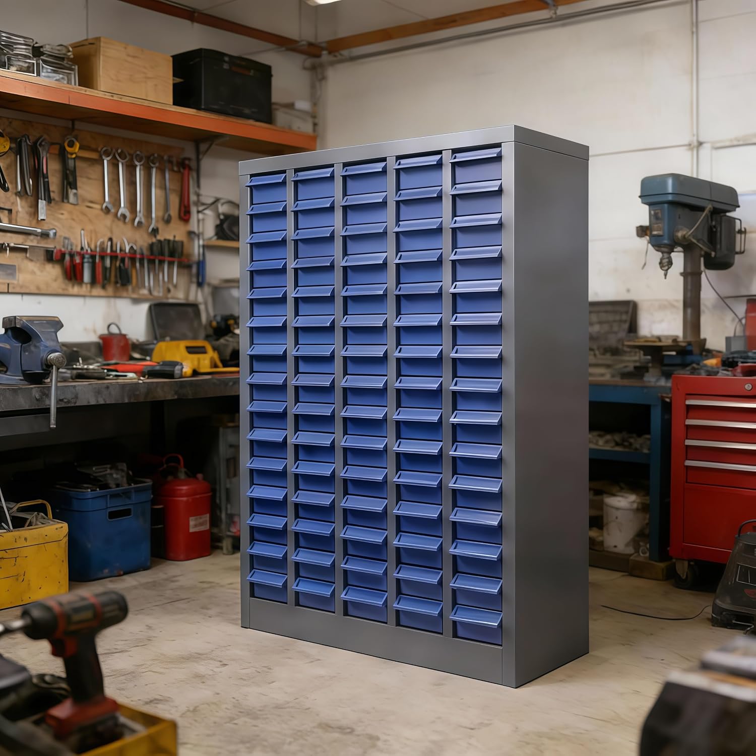 75 Drawers Bolt and Nut Organizer, Stainless Steel Part Cabinet & Tool Storage Cabinet, Bolt Bin Cabinets with ABS Drawers, Shelves & Label Stickers for Workshop Garage Hardware Storage