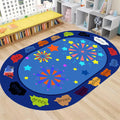 Kids Series Area Rugs,6x8ft,Rugs for Kids to Learn Colors and Shapes, Star Fireworks Pattern Oval Rugs for Classroom Playroom, Soft Non-Slip Floor Mats for Boys and Girls Bedroom Decoration