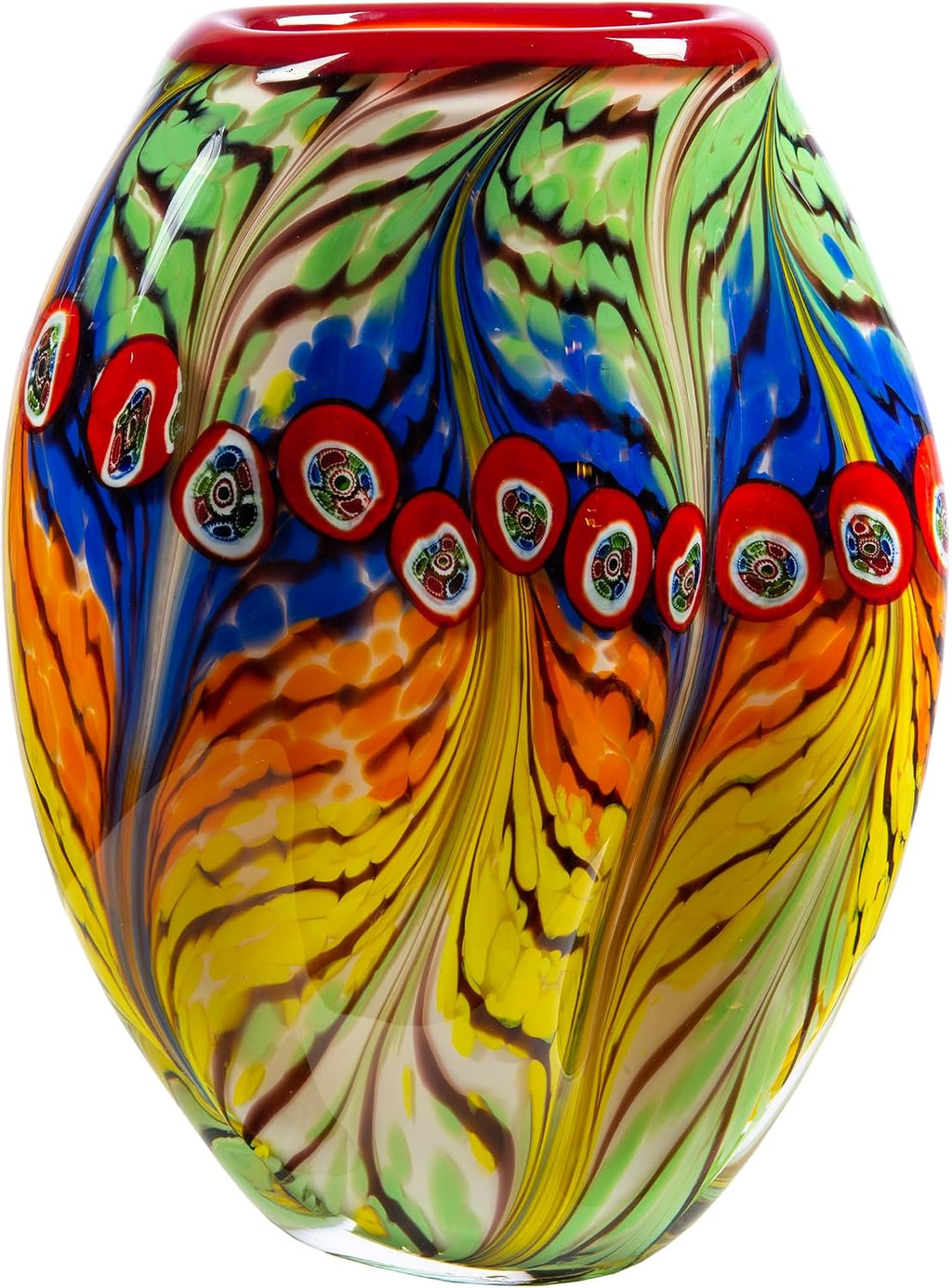 Dale Tiffany AV15209 Peacock Feather Hand Blown Art Glass Vase