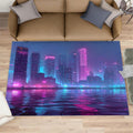 City Rugs for Bedroom, Skyline Rug 6x8, Modern City Night View Dining Room Rugs Washable & Non Slip Large Carpet for Home Decor
