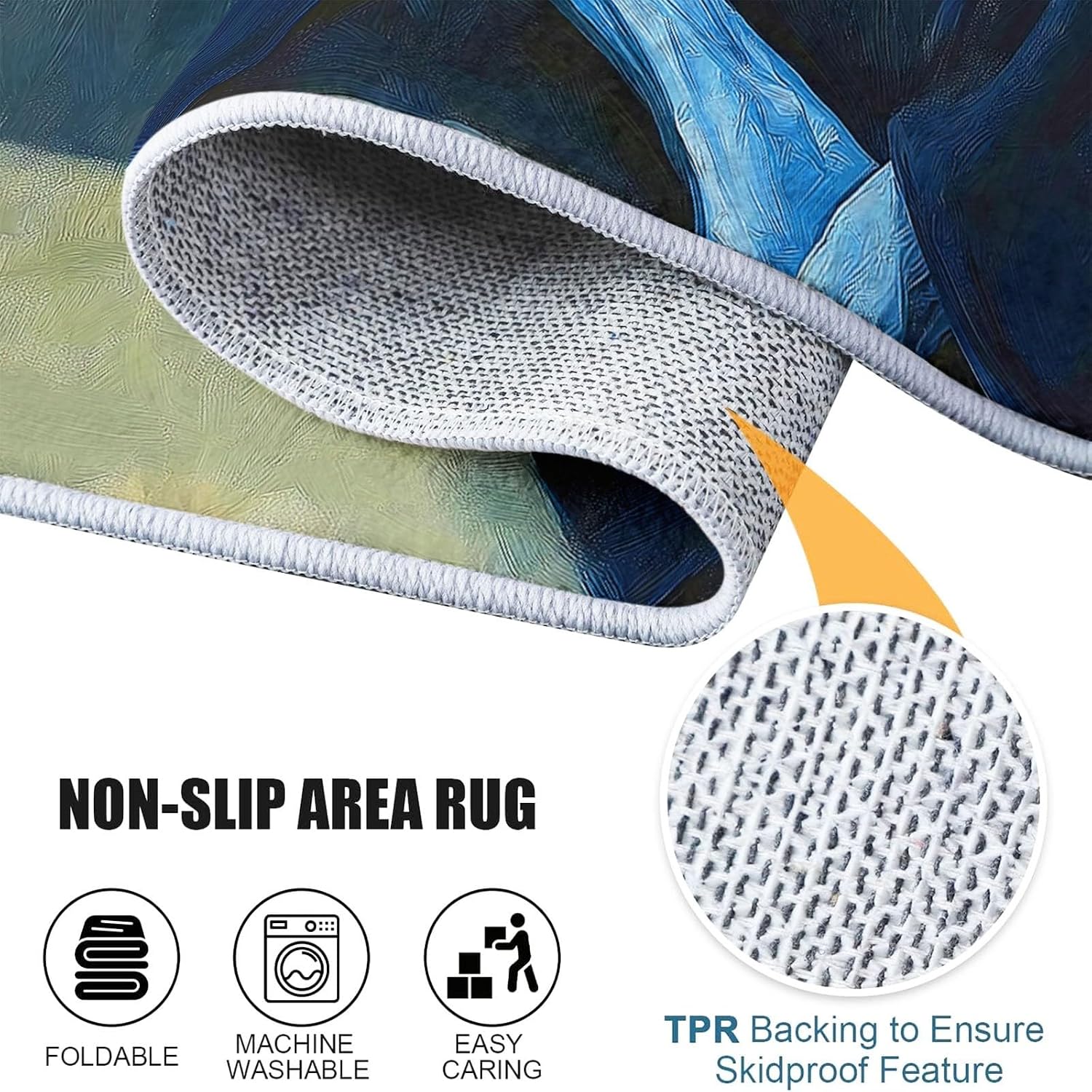 Area Rug for Living Room 6x8 ft Old Man Guitar Washable Soft Area Rugs Non-Slip Stain Resistant Indoor Floor Low Pile Carpet, for Bedroom Dining Room Home Office