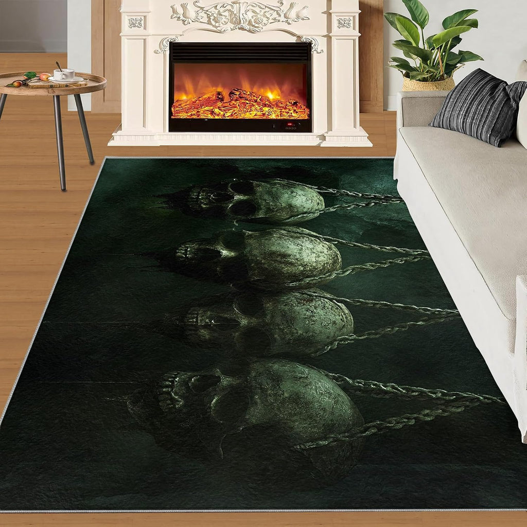 Decaying Skulls Area Rug 6x8 - Skull Large Rugs for Living Room, Horror Skeleton Carpet Area Rug for Girls Bedroom Kids Room Basement Office Classroom