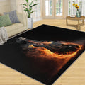 Guitar Rugs for Music Room - Boys Musical Rug, 6x8 Rug, Music Washable Rugs for Living Room Bedroom, Burning Instruments Area Rug, Rock and Roll Carpet - Home Decor, Electric Guitars Gifts for Men