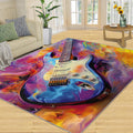 Guitar Rugs for Music Room - Music Rug, 6x8 Rug, Boys Musical Washable Rugs for Living Room Bedroom, Colorful Abstract Area Rug, Rock and Roll Carpet - Home Decor, Electric Guitars Gifts for Men