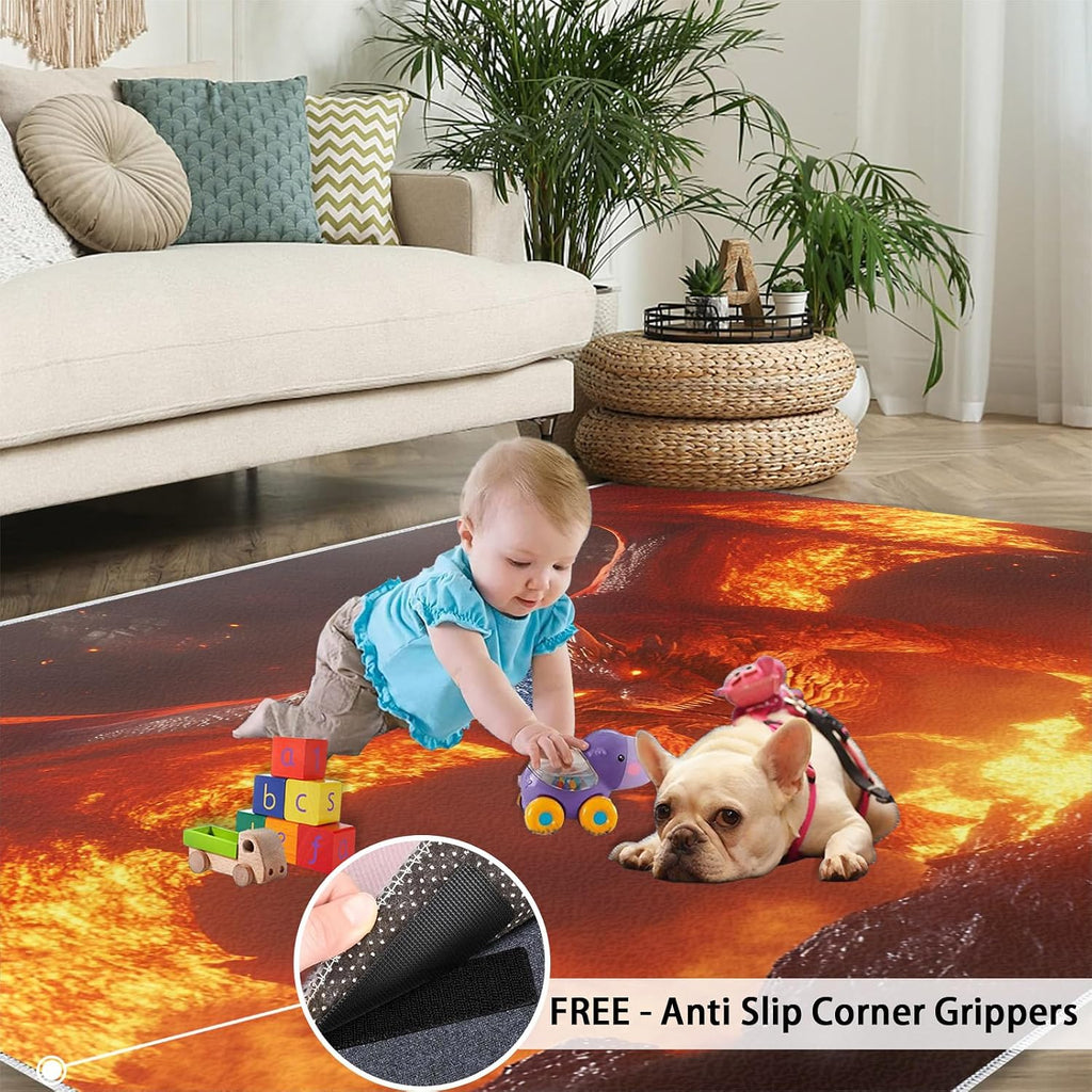 Dragon Rugs for Bedroom, Dragon Rug 6x8, Mythical Creatures Dining Room Rugs Washable & Non Slip Large Carpet for Home Decor