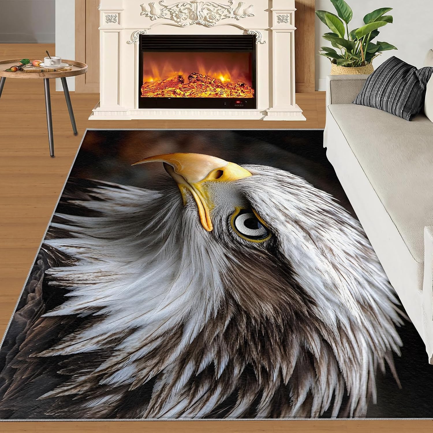 Bald Eagle Rug 6x8-6x8 Rug, Patriotic Bird Area Rugs for Bedroom, Animal Rugs for Living Room, Boys Washable Carpet, Bald Eagle Home Decor & Gifts