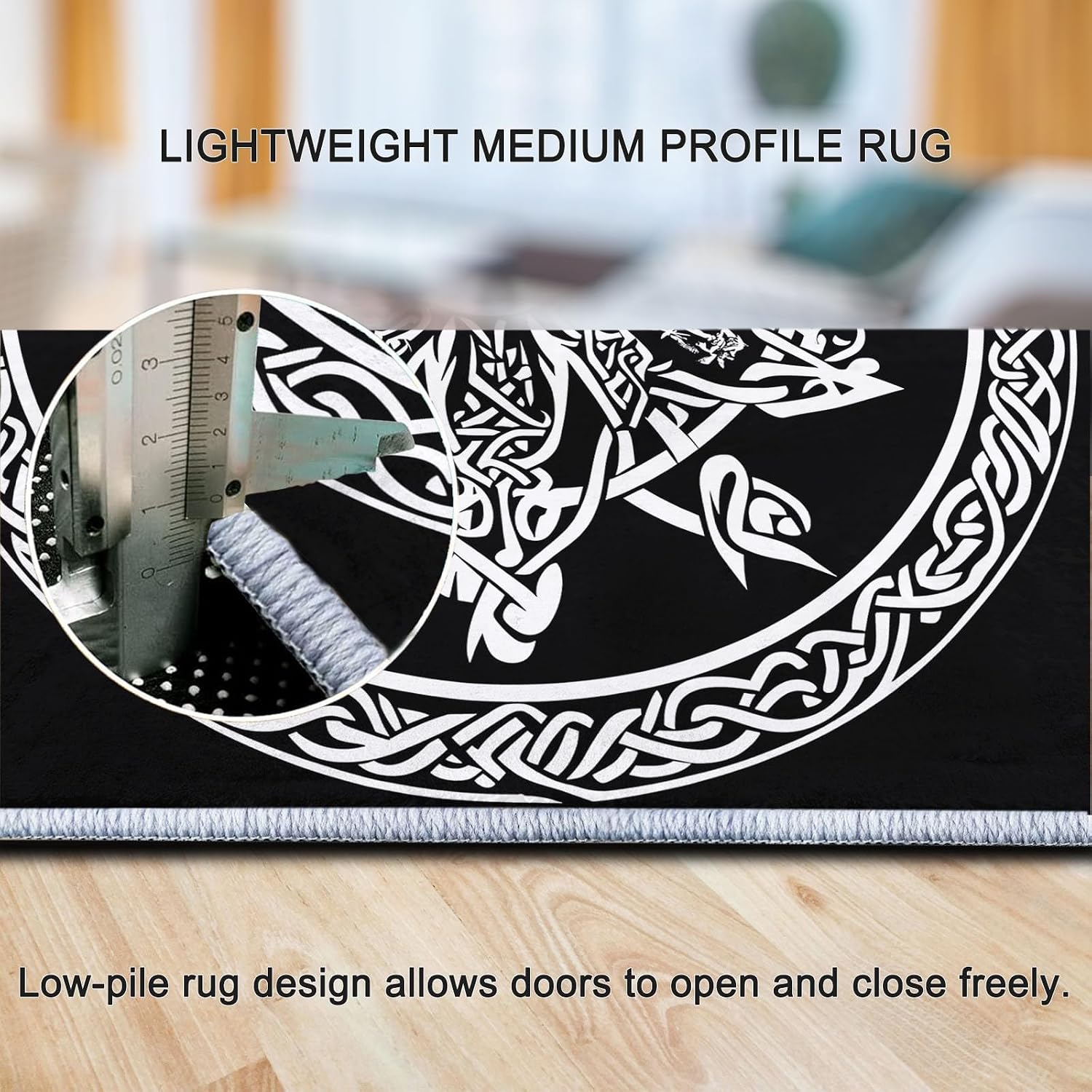 Rugs for Living Room 5x7 ft Area Rugs Golden Tree of Life Wolf Guitar Machine Washable Rug Soft Carpet Low Pile Non Slip Large Rugs for Bedroom Nursery Office Dining Room Home Deco