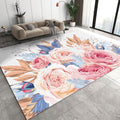 6x8 Rug Hand Painted Rose Flowers Non-Slip Kids Rug, Pastoral Ink Flower Art Style Upholstery Rug with Non-Slip Backing for Kids Boys Girls Bedroom Living Room Dining Room Study