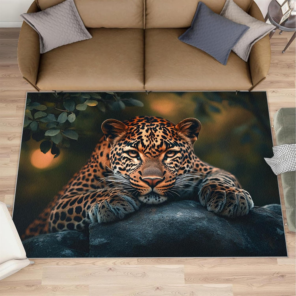 Leopard Rug 6x8-6x8 Rug, Animal Theme Area Rugs for Bedroom, Jungle Animal Rugs for Living Room, Cheetah Washable Carpet, Leopard Home Decor & Gifts