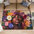 African Women Bedroom Rug, Flowers Area Rug, Home Decor Carpet for Sofa Under Living Room Floor Mat 6x8