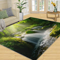 Forest Rug 6x8-6x8 Rug, Waterfall Area Rugs for Bedroom, Green Jungle Rugs for Living Room, Natural Scenery Washable Carpet, Forest Home Decor & Gifts