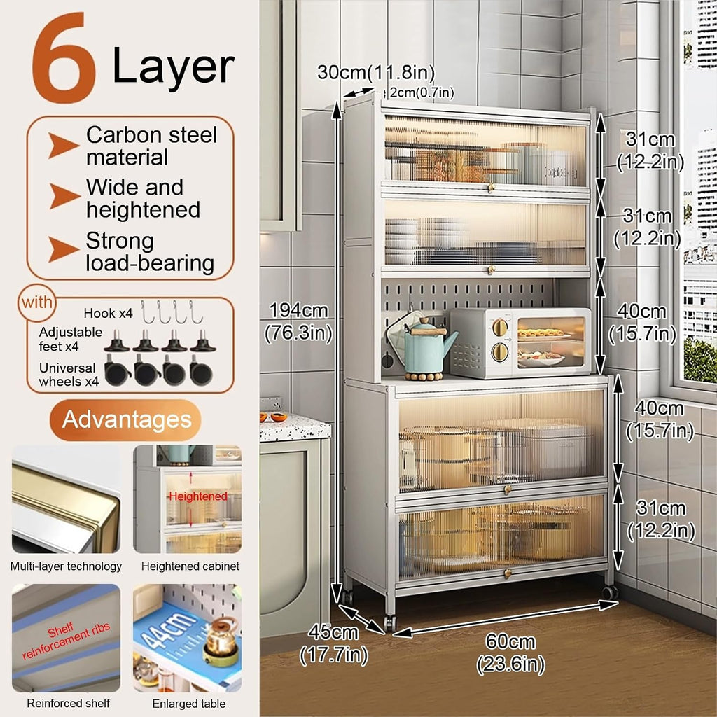 Kitchen Bakers Rack with Storage, Kitchen Cabinets with Worktop, for Dining Living Room Coffee Shop(60cm)