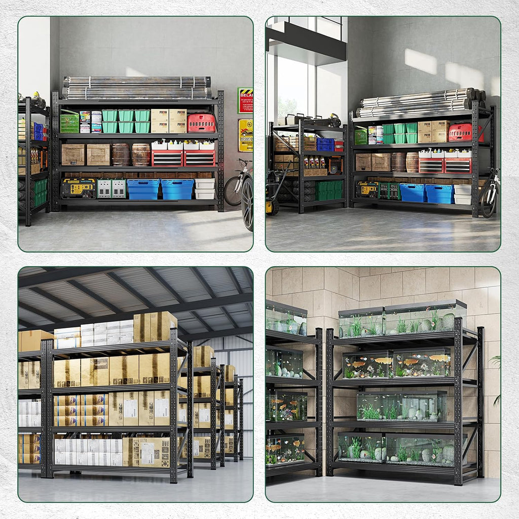 Letaya 3000LBS Storage Shelves Heavy Duty,70' H Garage Shelving Units, 4 Tier Adjustable Utility Rack Shelf,Large Metal Industrial Shelves,for Shop,Warehouse,Basement,Black (48' W x 24' D x 70' H)