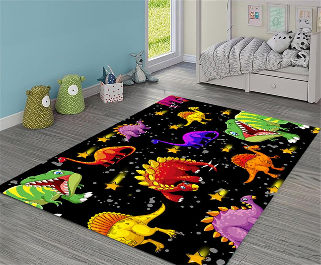 Dinosaur Rugs for Boys Bedroom,6x8ft,Cute Colorful Dinosaur Print Rugs,Kids Rugs for Bedroom Non-Slip Washable Rugs for Living Room and Game Room
