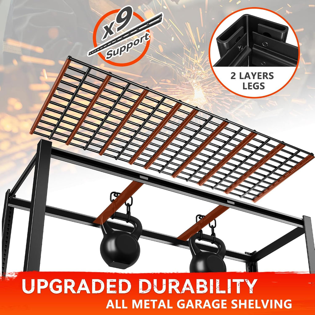 REIBII 60' W Heavy Duty Garage Shelving,3000LBS Storage Shelves Metal Shelving,Adjustable Shelves for ndustrial 5 Tier Garage Shelves for Shop Commercial Warehouse Basement Pantry60 W x 24' D x 72' H