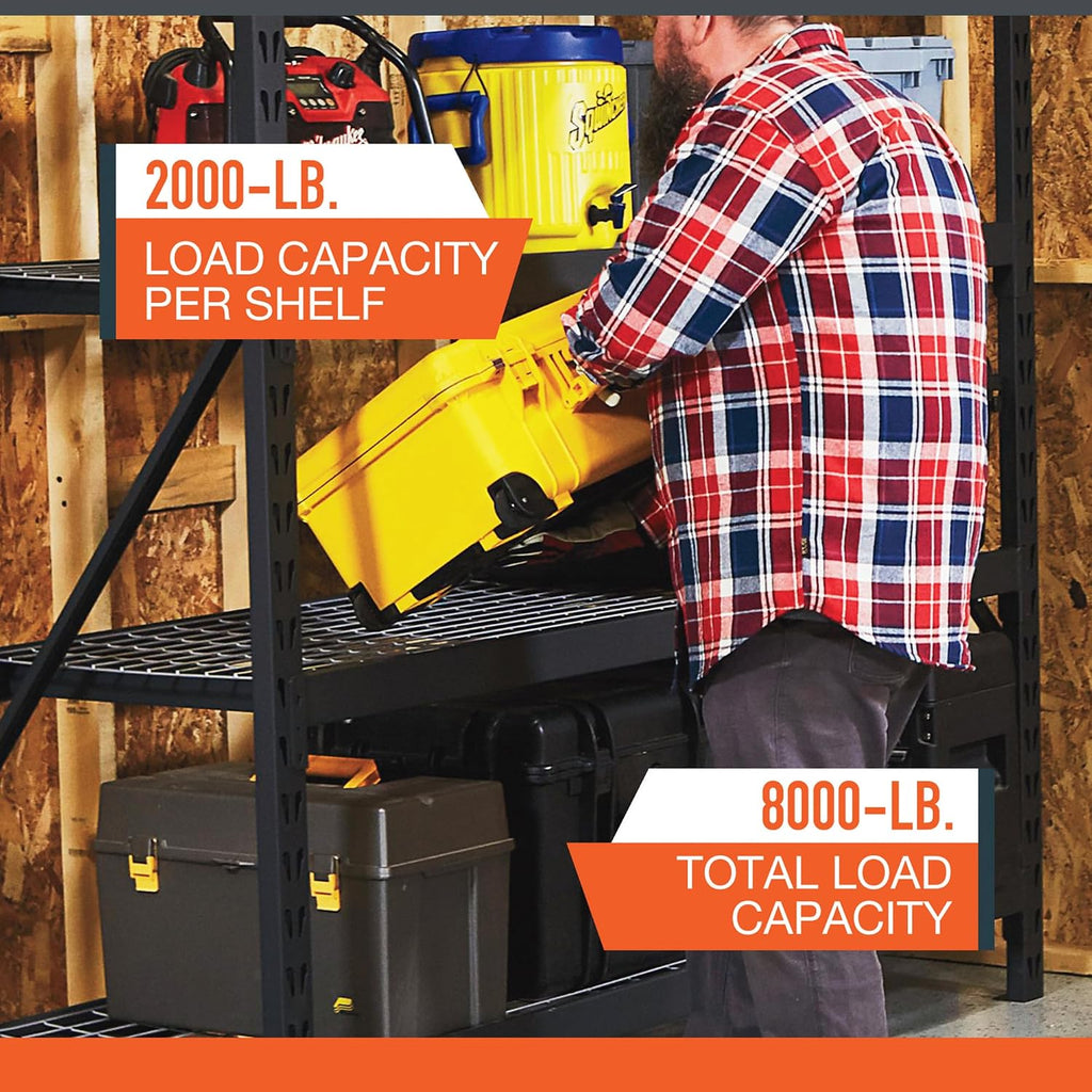 Ironton 4-Tier Industrial Steel Shelving Unit, 8,000-Pound Load Capacity, Garage Storage Rack, 77' W x 24' D x 72' H