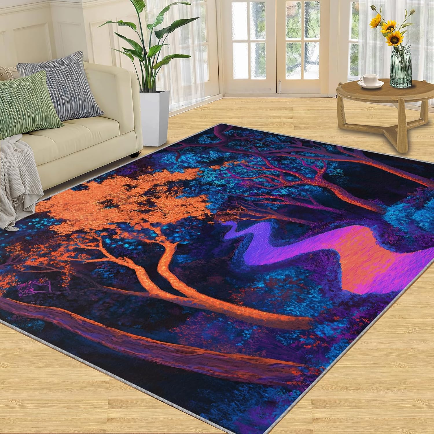 6x8 Fantasy Forest Area Rug - Forest Path Large Rugs for Living Room, Abstract Art Carpet Area Rug for Girls Bedroom Kids Room Basement Office Classroom