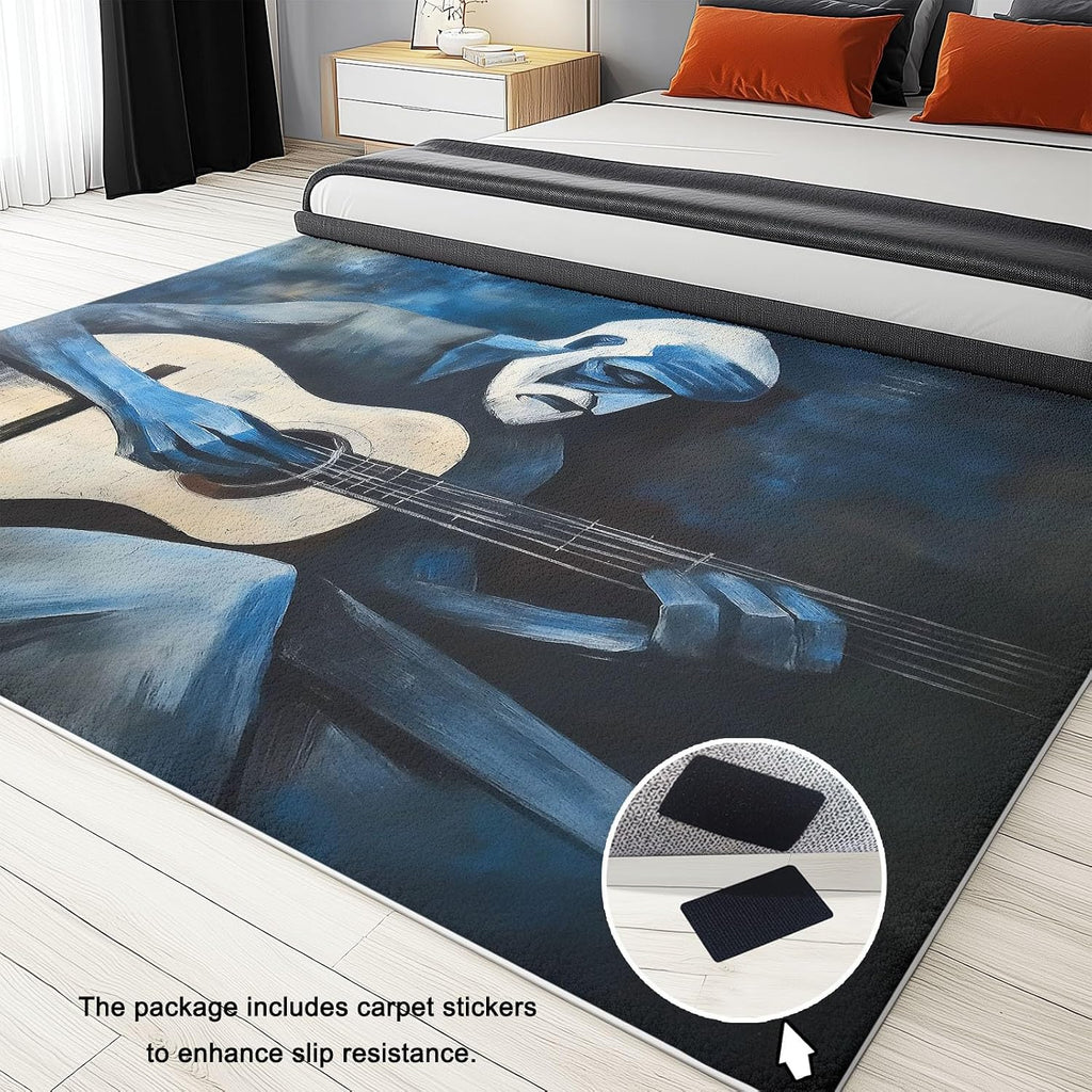 Area Rugs for Living Room Painting Abstract Figure Guitar 5x7 ft Washable Area Rug Modern Non-Slip Indoor Floor Carpet for Bedroom, Farmhouse, Dining Room, Kids Playroom, Home Office