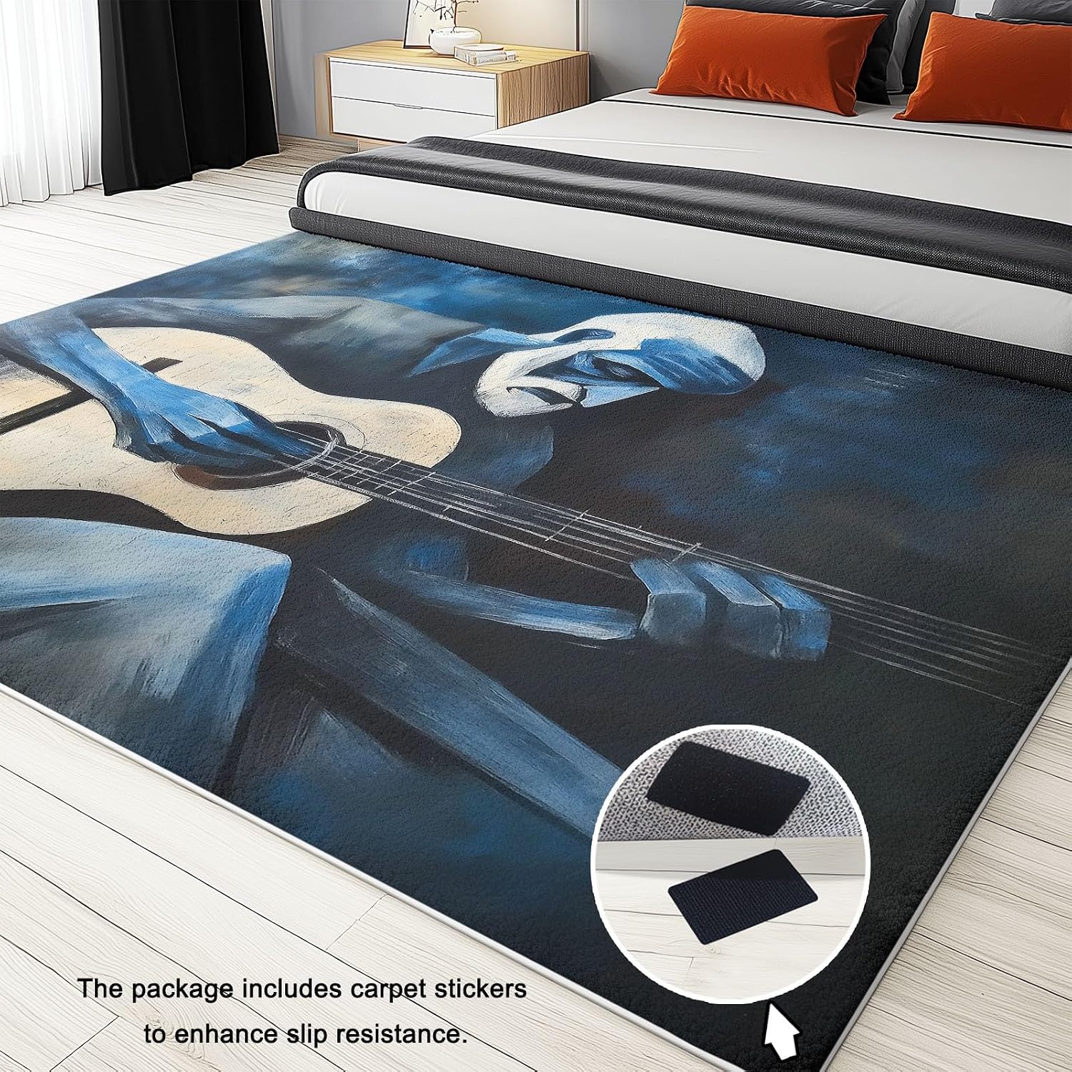 Area Rug for Living Room Painting Abstract Figure Guitar 6x8 ft Washable Rugs Modern Soft Non-Slip Rug Non-Shedding Indoor Carpet for Bedroom Dining Room Home Office Kids Playroom