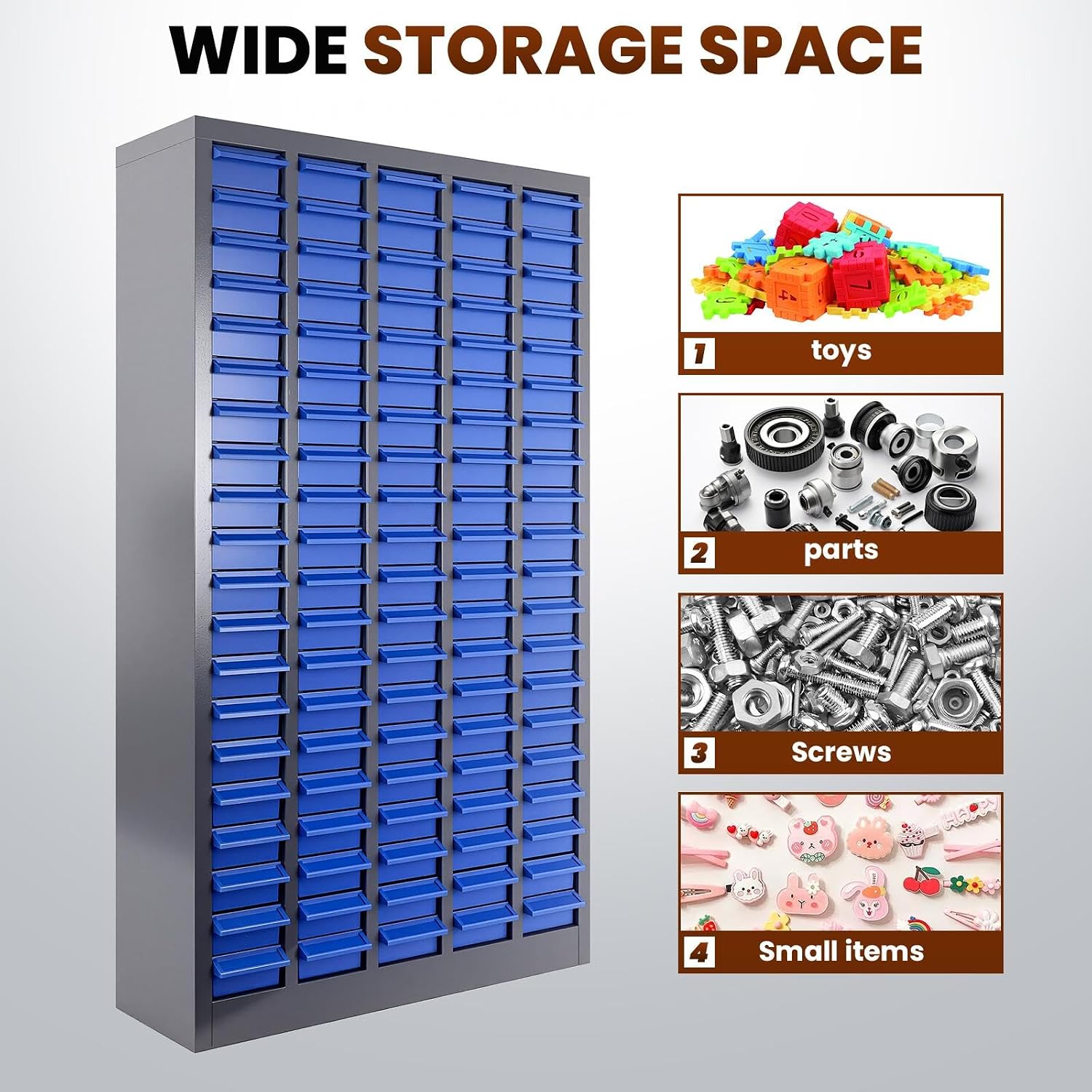 100-Drawer Part Cabinet Bolt and Nut Tool Storage Cabinet,ABS Material Hardware Organizer, Nuts and Bolts Organizer Bolt Bin with Shelfs and Labels, Screw Bolt Bins Organizer for Shop