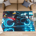 6x8 Futuristic Motorcycle Area Rug - Large Rugs for Living Room, Technological City Carpet Area Rug for Girls Bedroom Kids Room Basement Office Classroom