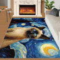 6x8 Area Rug - Starry Sky Siamese Cat Large Rugs for Living Room, Post-Impressionist Art Painting Carpet Area Rug for Girls Bedroom Kids Room Basement Office Classroom