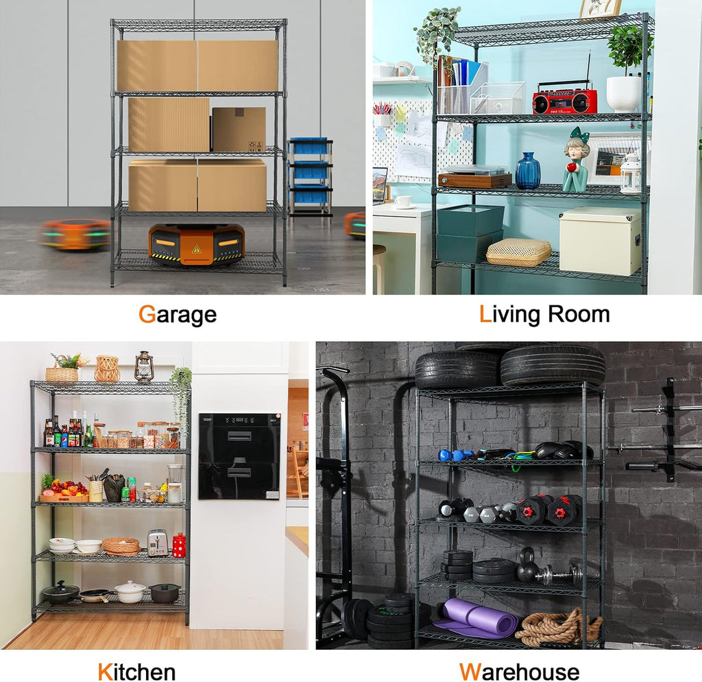 Land Guard 5 Tier Storage Racks and Shelving - 48' L x 20' W x 72' H Heavy Steel Material Pantry Shelves - Each Unit Loads 350 Pounds Wire Shelf, Suitable for Warehouses, Closets, Kitchens…