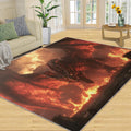 Flame Dragon Area Rug, Dragon Attack Print Rugs, Machine Washable Kids Rug for Living Room Bedroom Children's Room Dormitory Decor Floor Mat 6x8