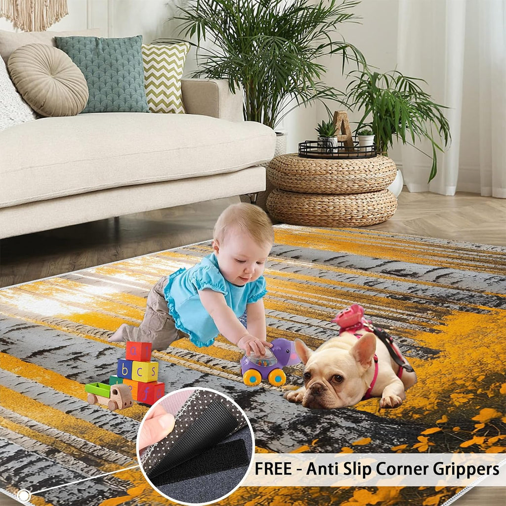 Autumn Forest Area Rug 6x8 - Birch Forest Large Rugs for Living Room, Natural Scenery Carpet Area Rug for Girls Bedroom Kids Room Basement Office Classroom