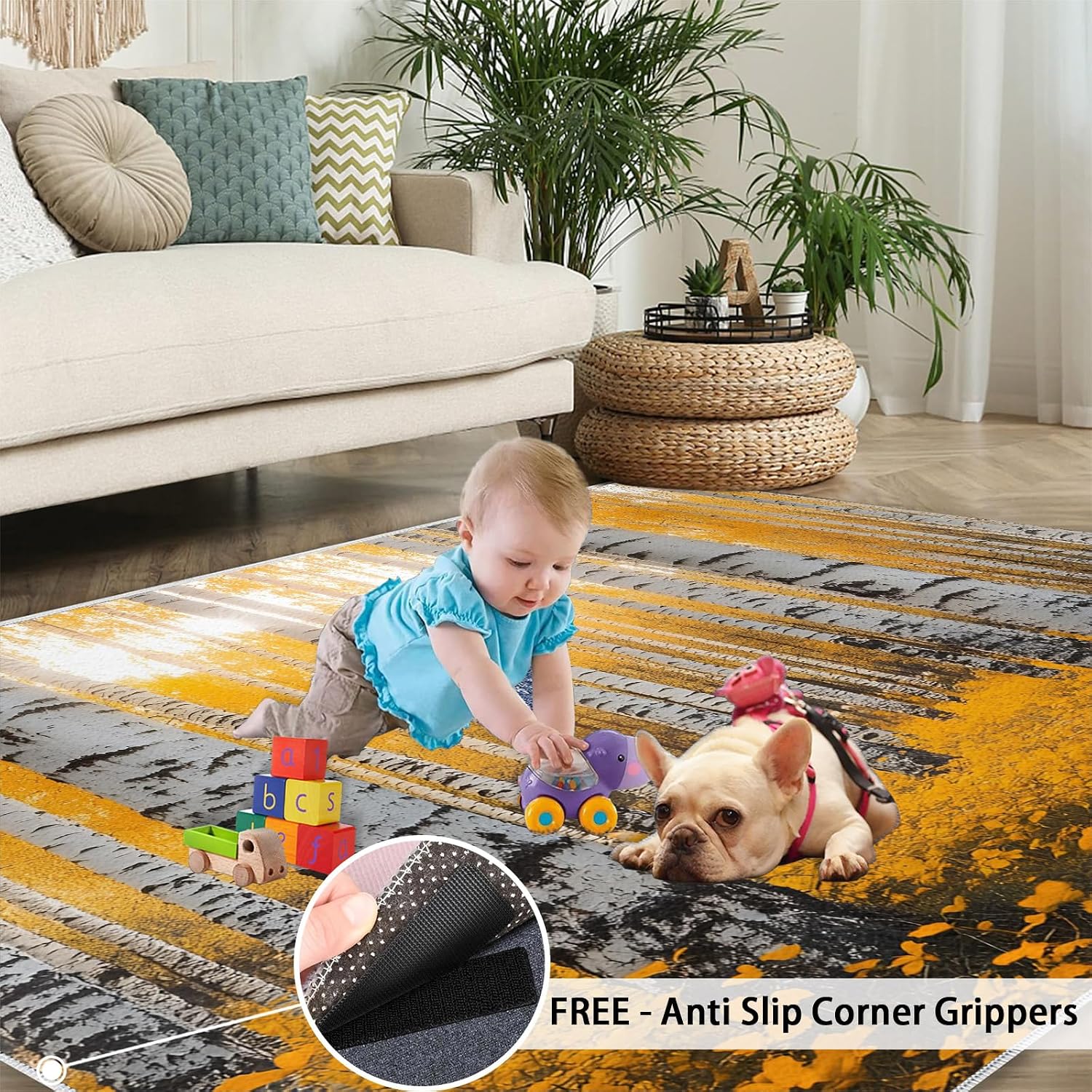 Autumn Forest Area Rug 6x8 - Birch Forest Large Rugs for Living Room, Natural Scenery Carpet Area Rug for Girls Bedroom Kids Room Basement Office Classroom
