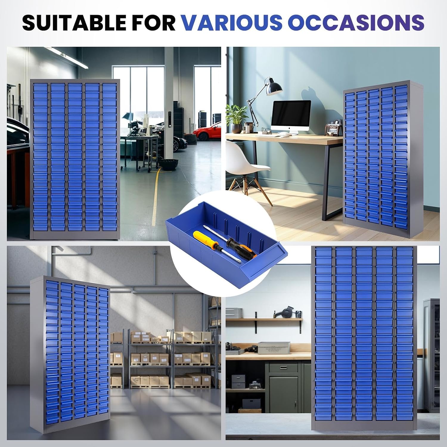 100 Drawers Nuts and Bolts Organizer, Metal Bolt Bins with Drawer Dividers, Parts Cabinet for Bolt Storage, Nut and Bolt Organizer for Tool Shop