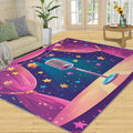 Microphone Rug for Bedroom 6x8 Rug Cartoon Music Rugs, Music Lover Home Decor, Non Slip Washable Large Rugs, Musical Instrument Carpet for Boys and Girls Teen Playroom