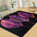 Purple Leaves Rugs for Bedroom - 6x8 Rug, Leaf Area Rugs for Living Room, Botanical Carpet, Plant Washable Mat, Leaf Home Decor & Gifts