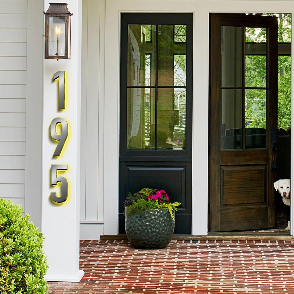 Backlit Illuminated LED Home Address Numbers, Up-Scale Modern Look, Stainless Steel Hand-Polished For House Address Signs, Lighted House Number For Outside,16 Inch/400mm,8