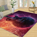 Guitar Rug 8x10-8x10 Rug, Ice and Fire Area Rugs for Bedroom, Music Rugs for Living Room, Boys Room Washable Mat, Rock Style Carpet, Guitar Home Decor & Gifts