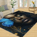 African American Woman Rug Large - 6x8 Rug, Butterfly Washable Rugs for Living Room, Fashion Carpet, Afro Black Girl Non-Slip Area Rugs for Bedroom, Modern Fashion Carpet, Black Girl Home Decor