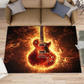 Guitar Kids Rugs for Bedroom, Flame Guitar Rug 6x9, Rock Music Area Rug Washable & Non Slip Large Carpet for Home Decor